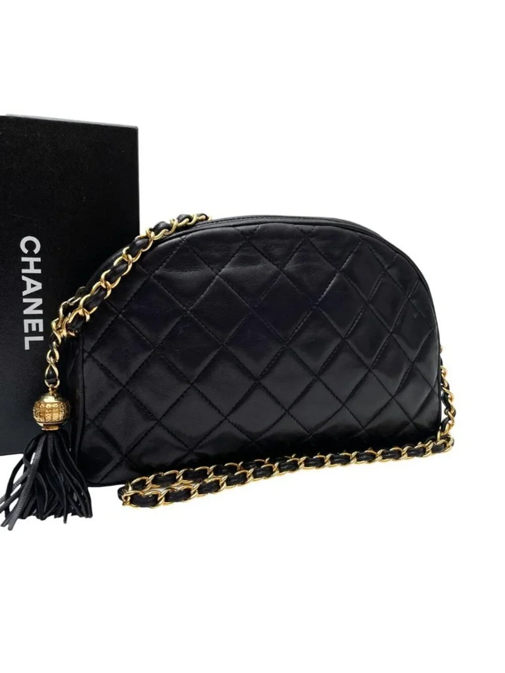 Chanel Quilted Lambskin Chain Shoulder Bag Fringe